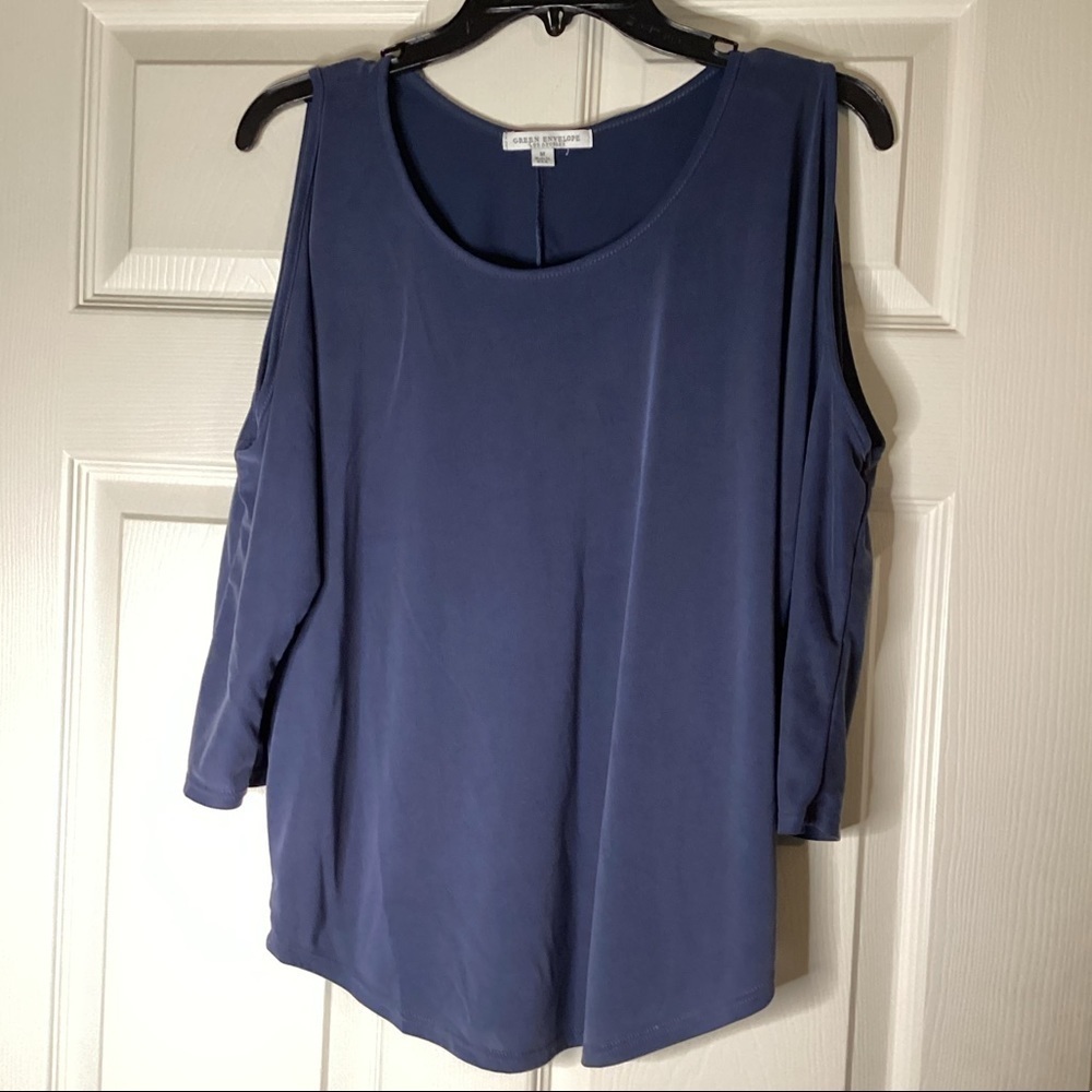 Green Envelope Cold Shoulder Top